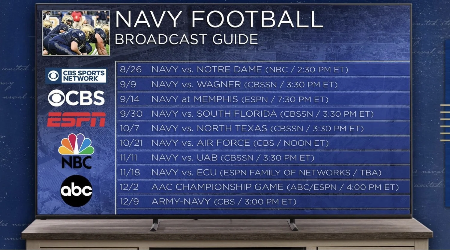 Navy 2023 Football Schedule with Official Times — USNA New Jersey
