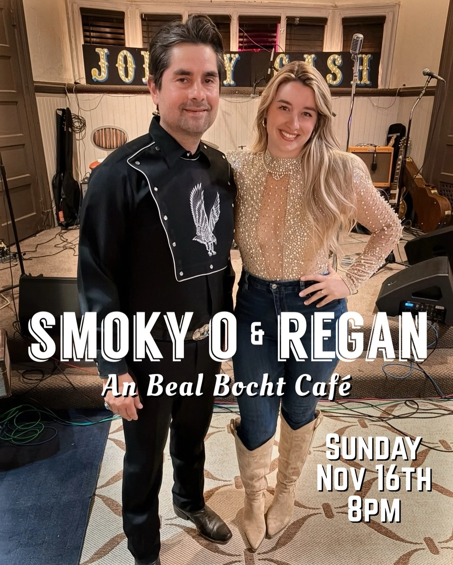 End your weekend on a high note! Witness the debut of Smoky O and Regan singing country / folk tunes.  An evening of duets, songs with leads by Regan and Smoky. 
Have a warm meal, cold drink and heartfelt songs. 

Sunday, Nov 16th
8pm - 10:30pm
@anbe