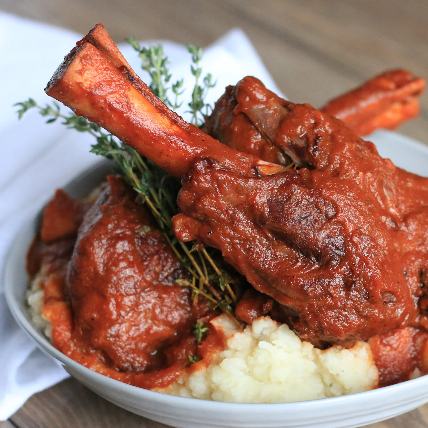 Braised Lamb Shank with Cauliflower Mashed Potatoes