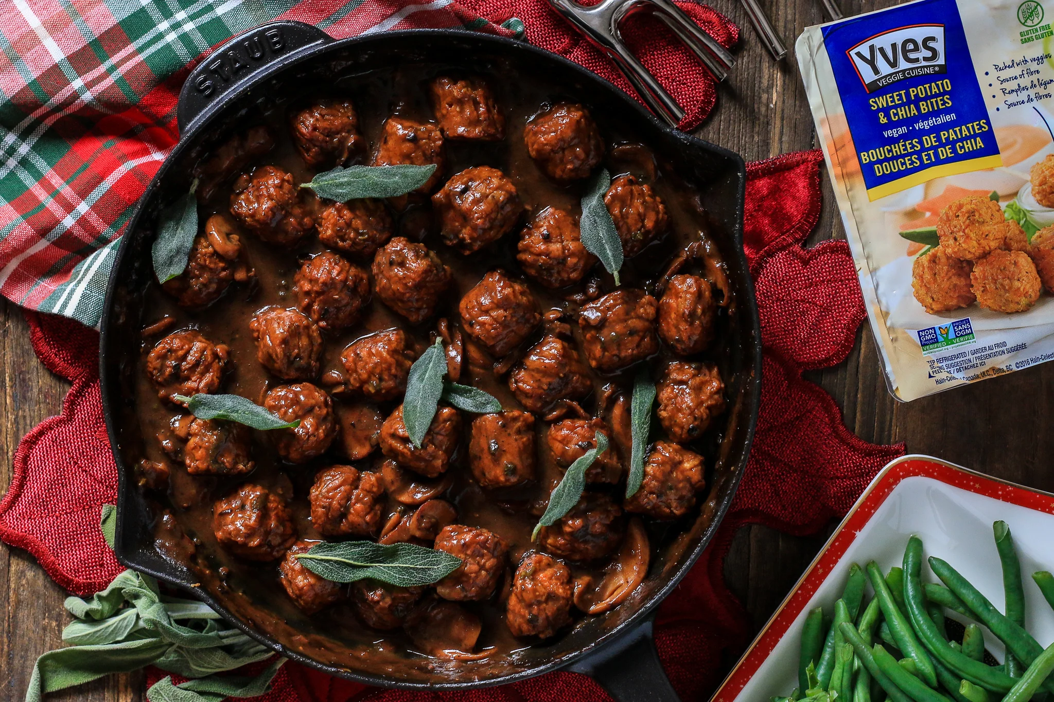Veggie “Meatballs” with Mushroom Gravy & Fried Sage — Jillian Rae Cooks