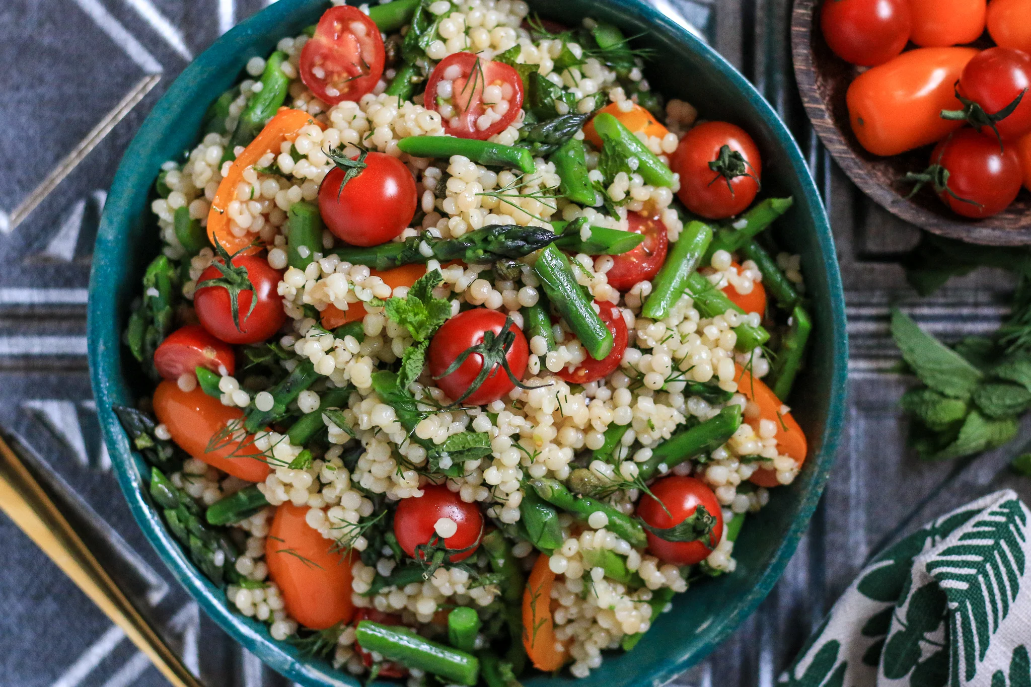 Cold Israeli Couscous Salad with Caper Dressing