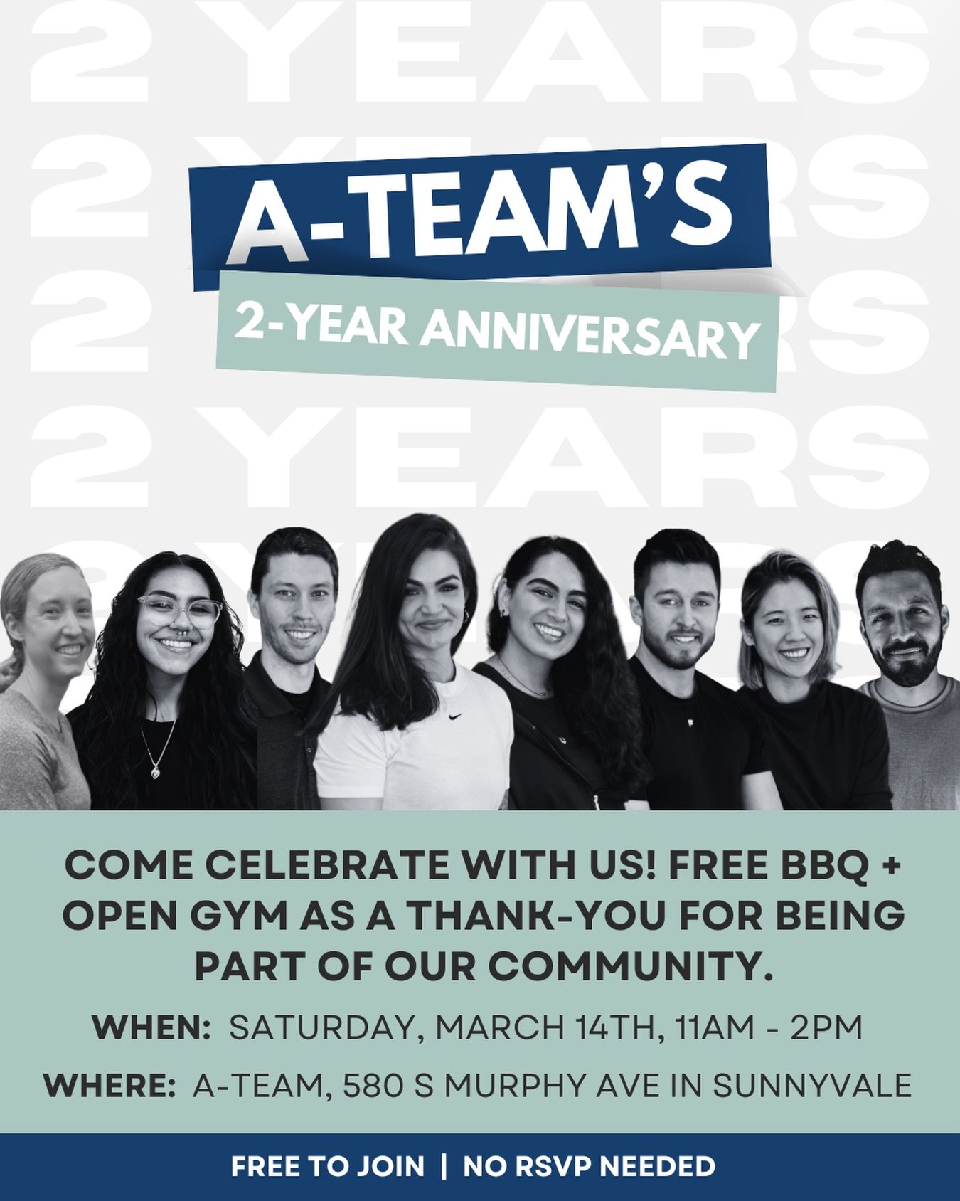 You&rsquo;re invited to A-Team&rsquo;s 2-year anniversary celebration 🎉

Join us for a free open gym and BBQ. Come lift, eat, and spend time with the supportive community that makes A-Team like no other.

🗓️ Save the date:
Saturday, March 14 | 11am