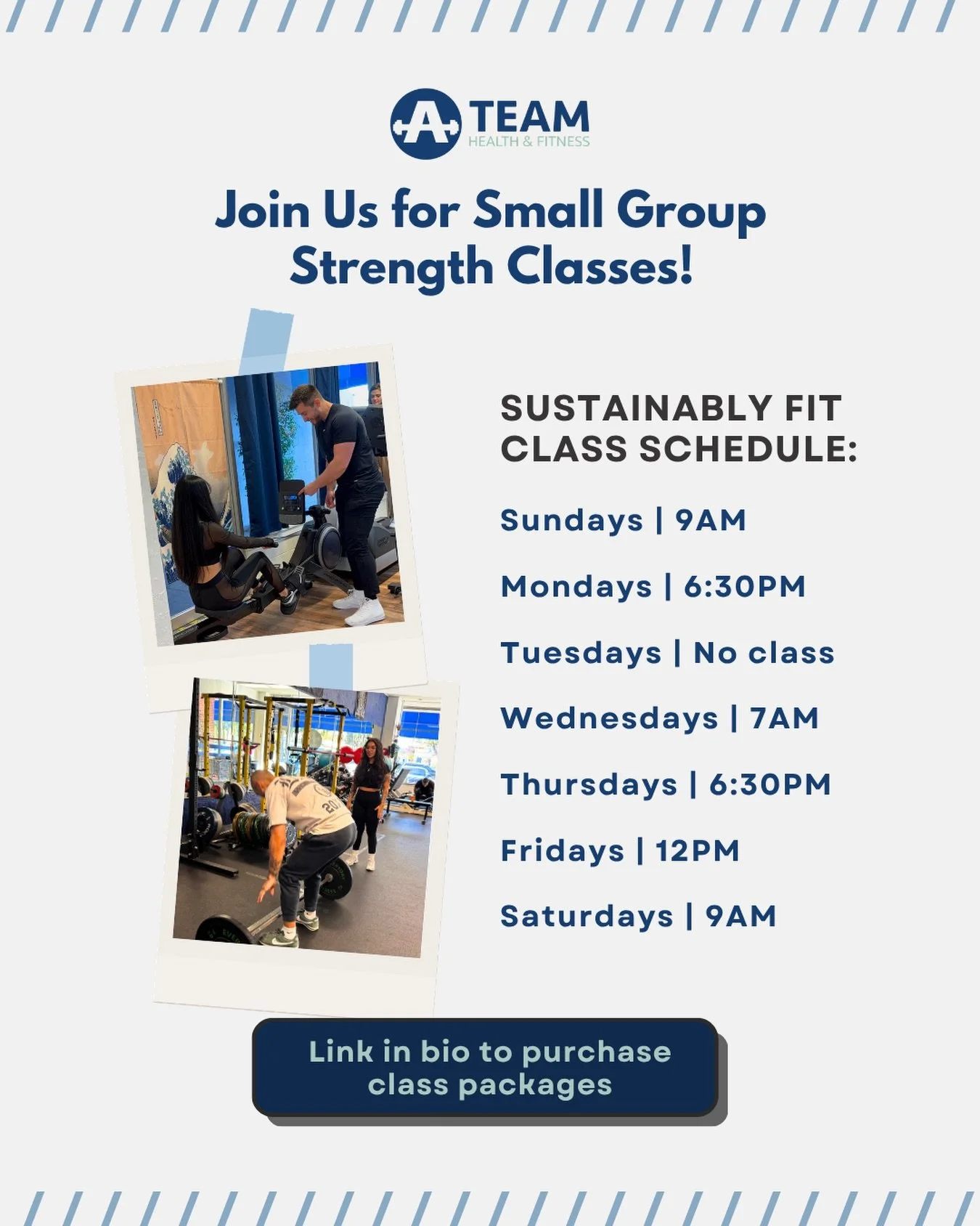 ‼️ New class schedule: Sustainably Fit strength classes 🏋🏼&zwj;♀️

Our Small-Group Strength Training classes bring together certified coaches and support that keeps you motivated in achieving your goals. You&rsquo;ll move better, build confidence, 