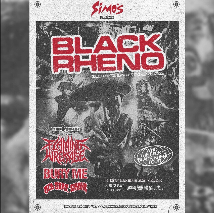 📢 SUPPORTS ANNOUNCED FOR THE &quot;WHO THE F*CK IS BLACK RHENO TOUR&quot; 

Fri 10/5 Penrith @eltonchong.penrith -  @foothillsriffs + @lonersludge + @stepinblood 

Sat 11/5 Wollongong @diceyswollongong -  @_gosika + @rukus__punx + @ultra.vires.band 
