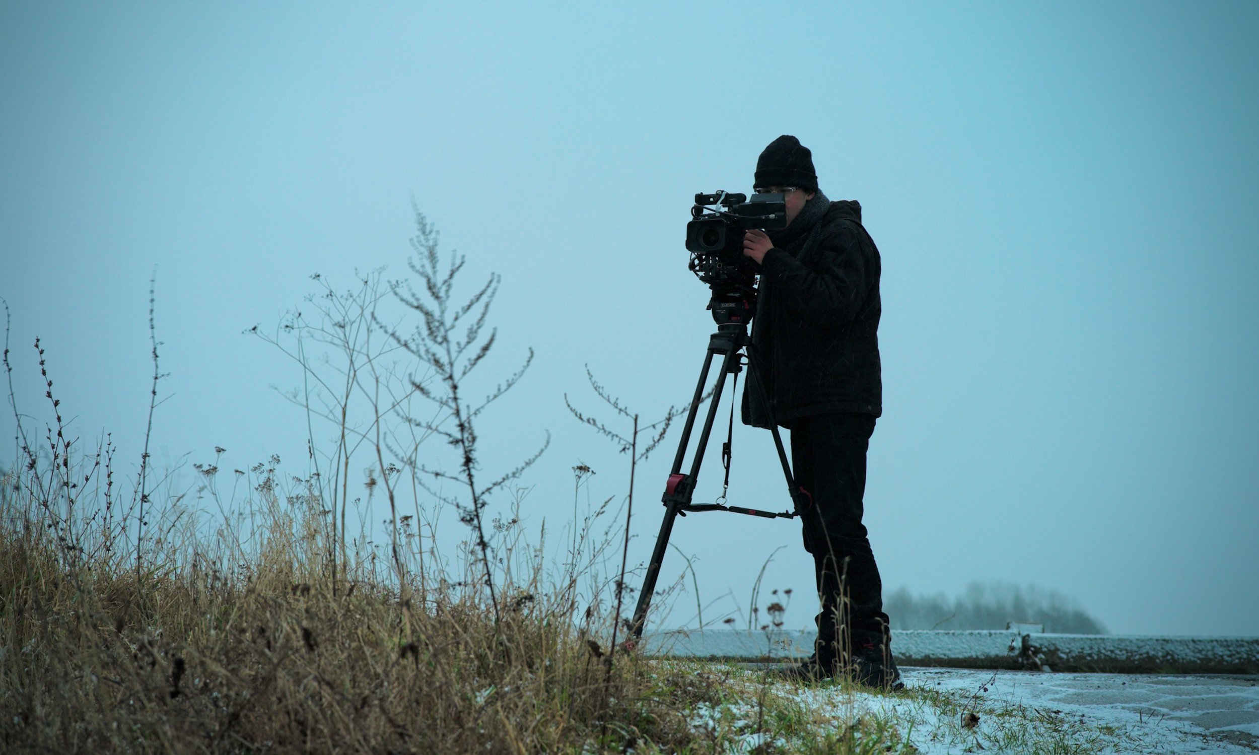 Filming "The Quiet Village"