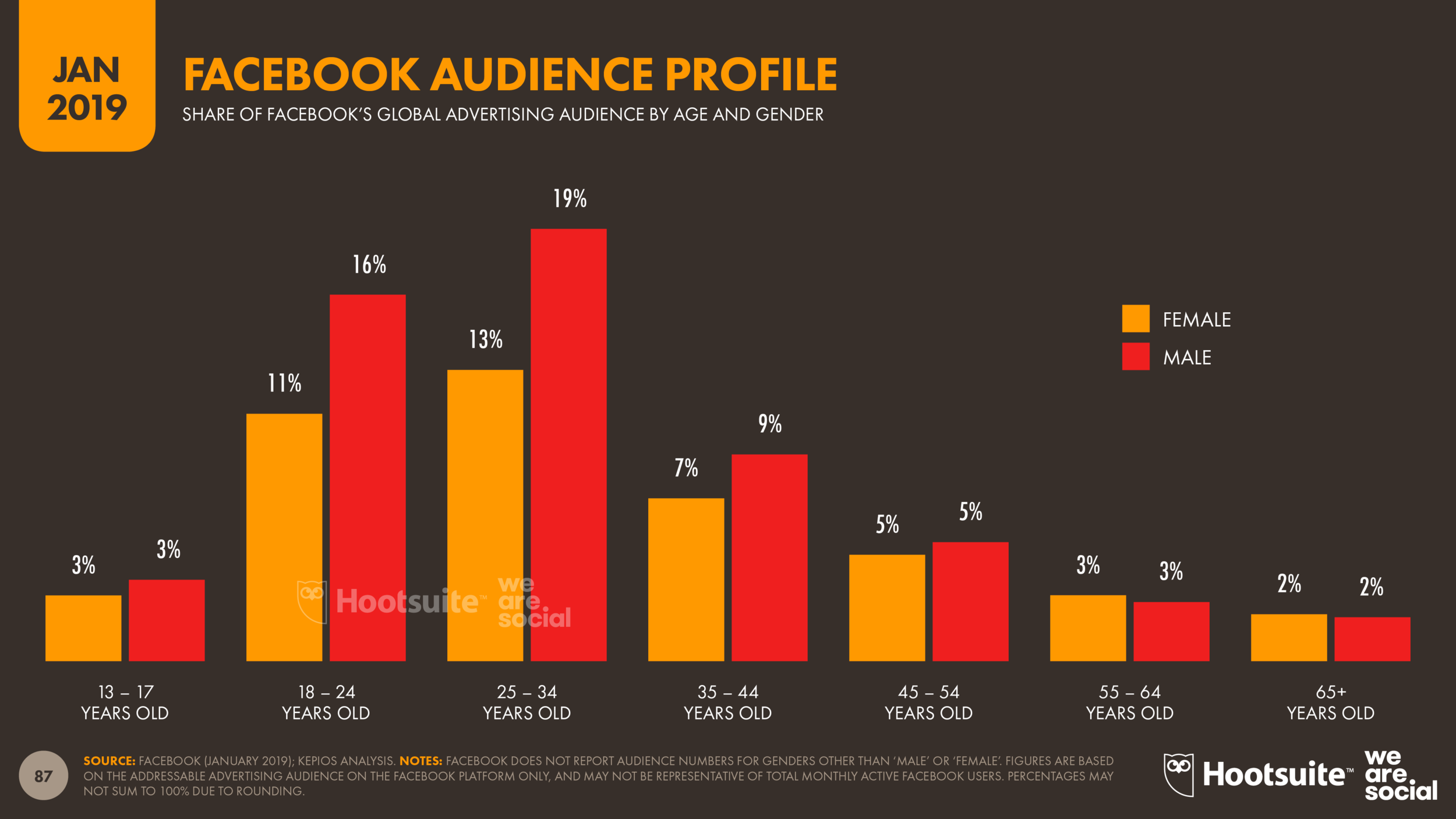 Facebook Audience Profile by Age and Gender January 2019 DataReportal