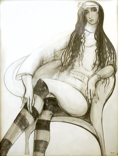Study of Vanessa mixed media on board 203 x 155 cm. SOLD