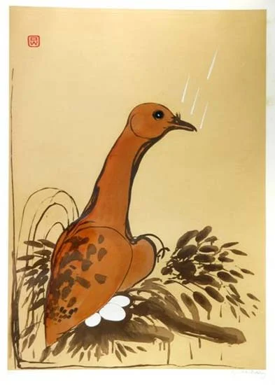 Dove, 1982 etching, silkscreen and chine colle 160 x 92 cm, edition of 25/30 signed with monogram upper left and signed lower right SOLD