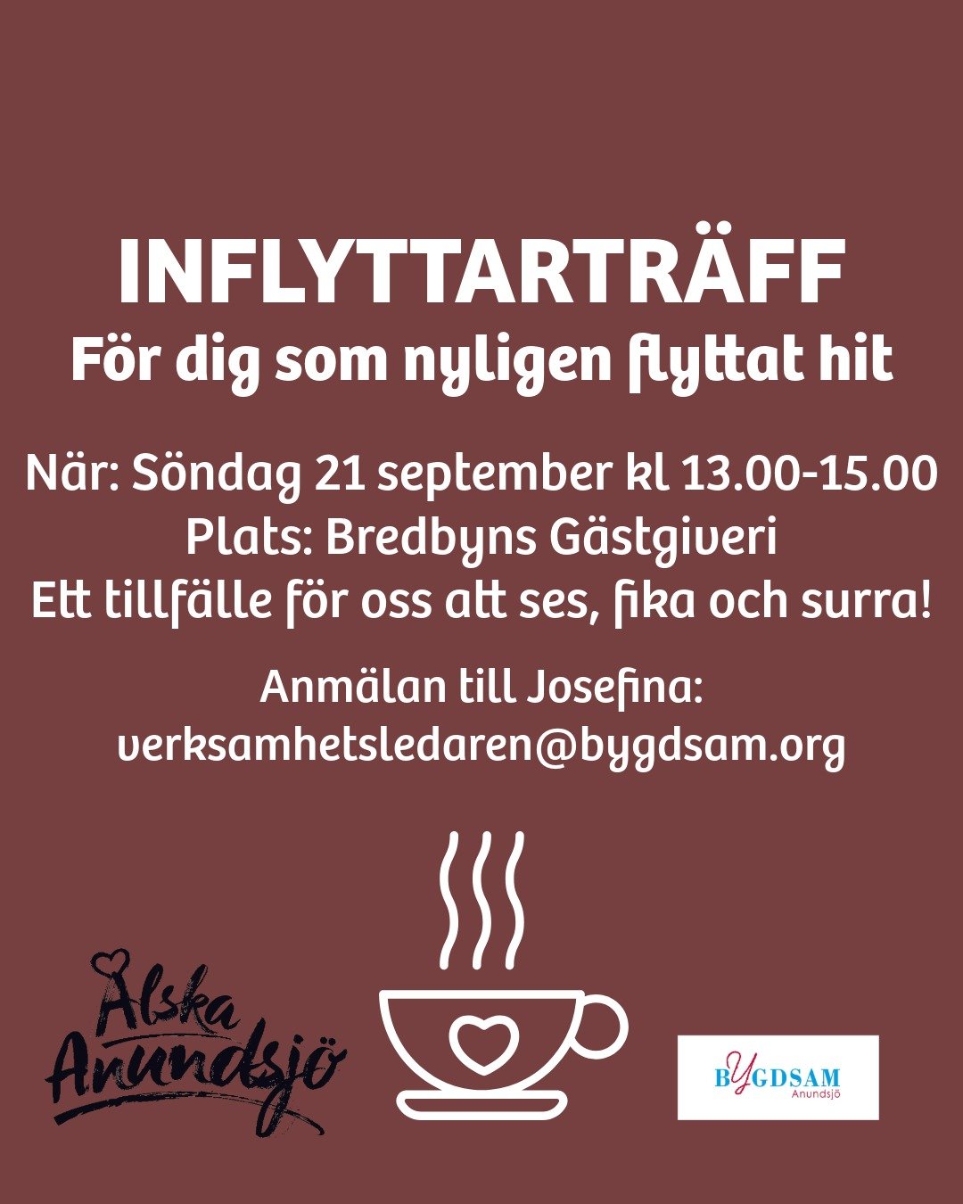 G&aring;rdagens inflyttartr&auml;ff fick tyv&auml;rr st&auml;llas in p&aring; grund av v&auml;dret.

Men nu f&aring;r ni en ny chans! F&ouml;r er som inte kunde delta ig&aring;r &ndash; oavsett anledning &ndash; finns m&ouml;jlighet att vara med den 