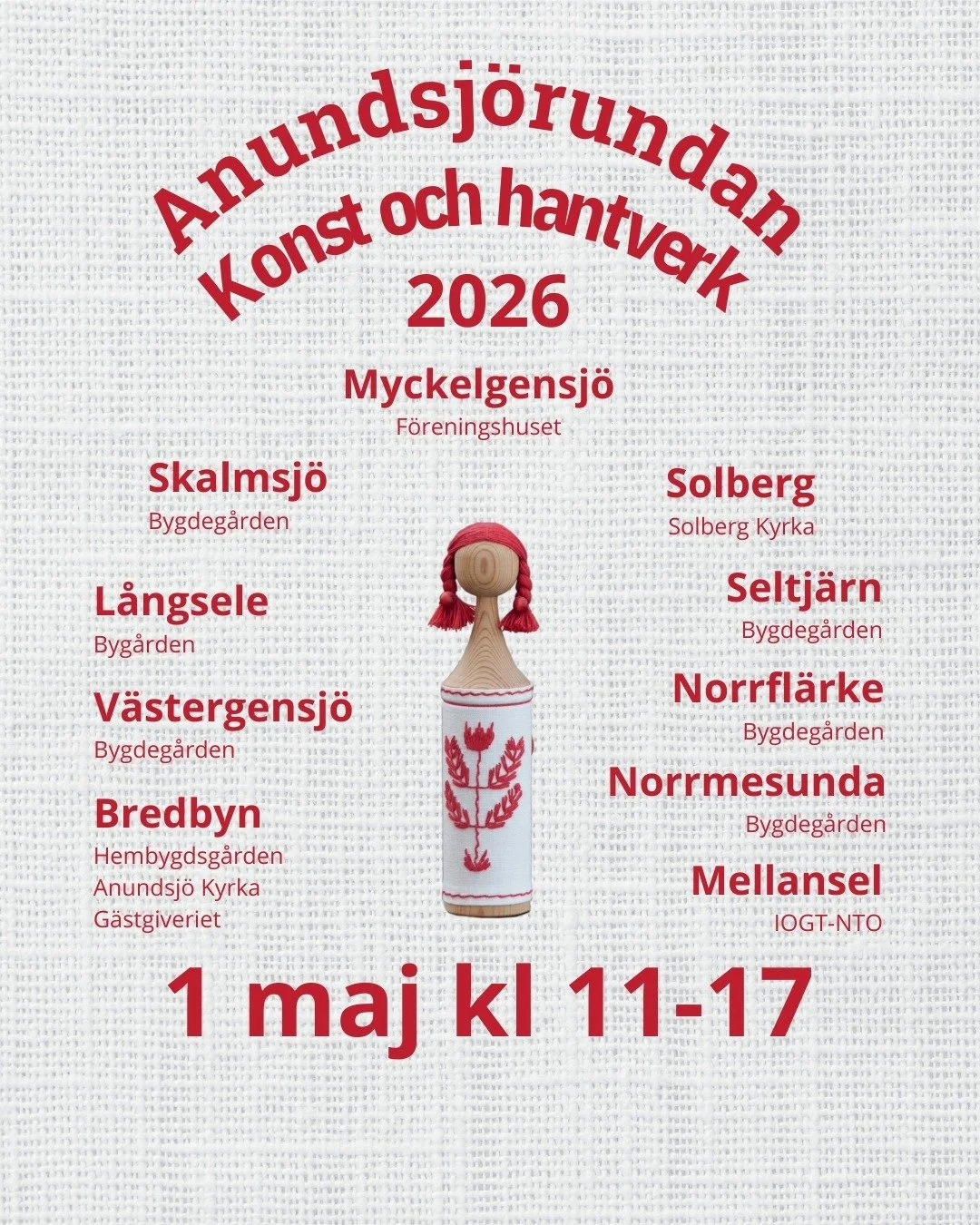 Nu &auml;r det &aring;ter dags att fira in v&aring;ren den 1 maj i Anundsj&ouml;!

Med konst, hantverk och god mat h&auml;lsar vi dig varmt v&auml;lkommen till &aring;rets Anundsj&ouml;runda &ndash; en uppskattad konst- och hantverksrunda som funnits