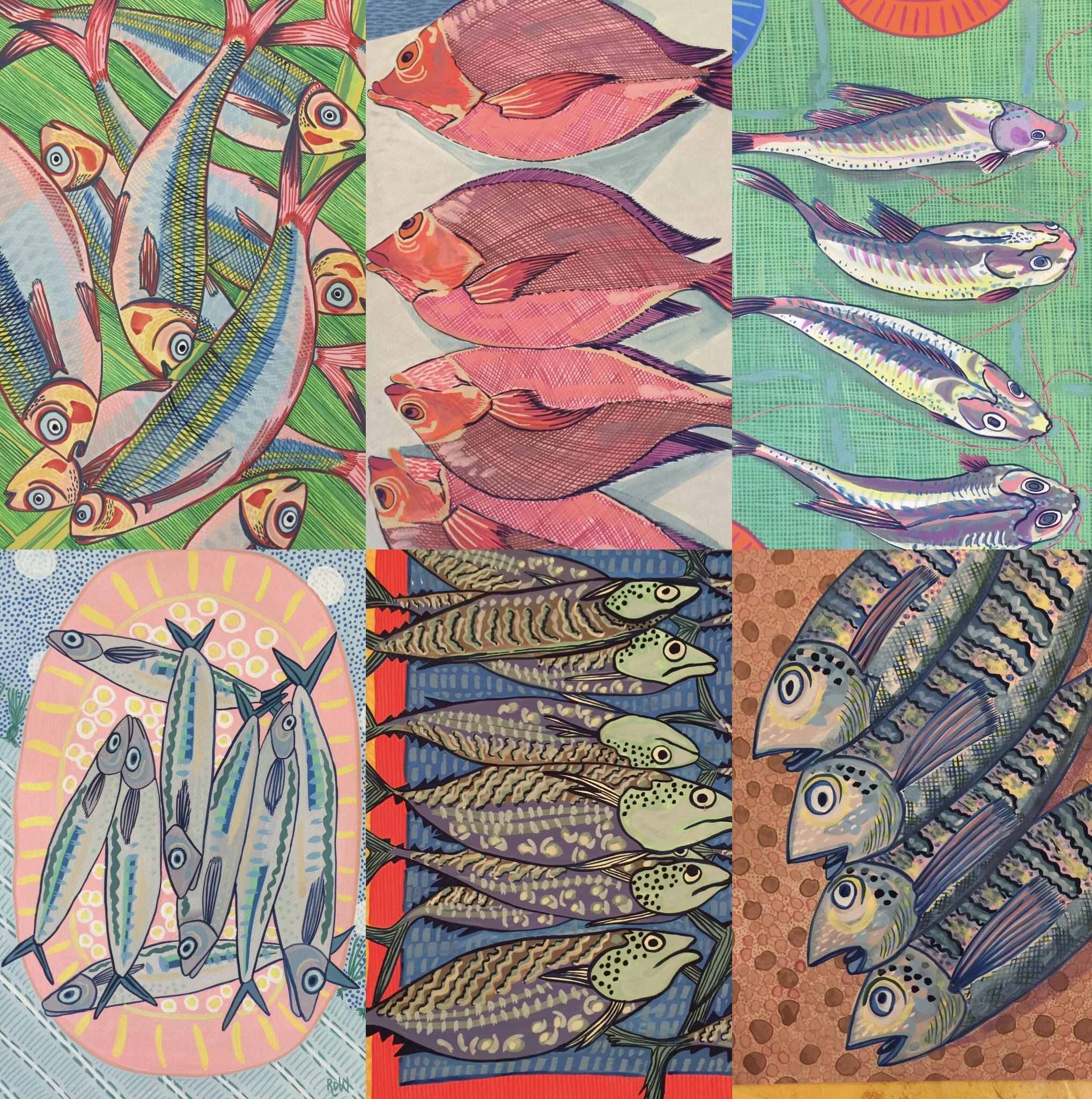 Collage of several paintings