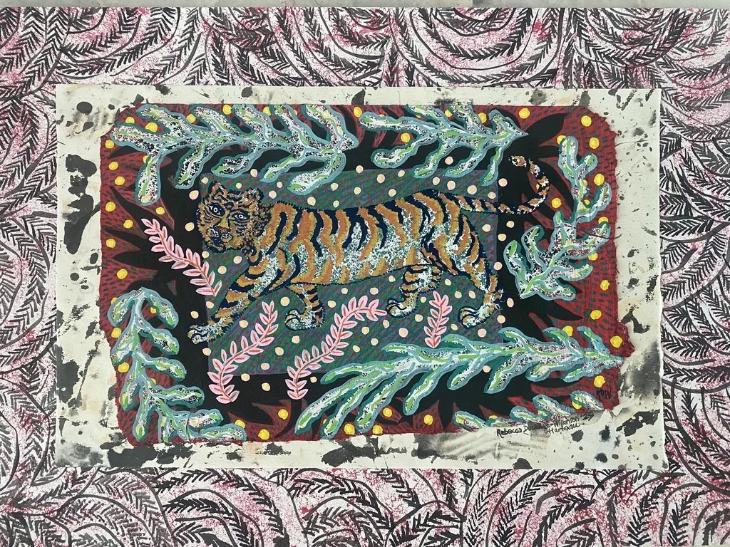 A Tiger Walking in Deep Jungle