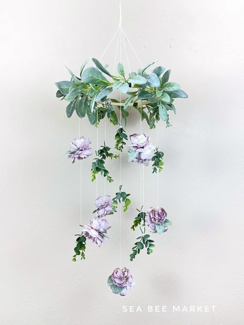 Lavender Floral and Greenery Crib Mobile