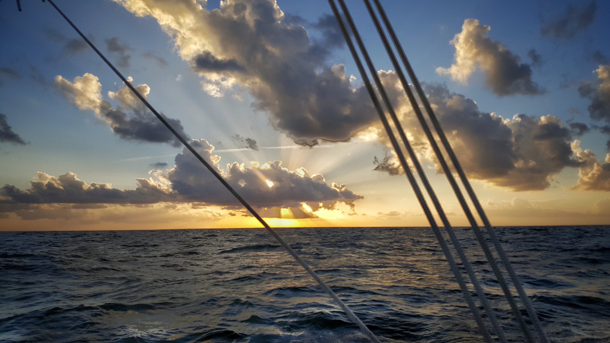 Sunset at sea, just after ‘throwing’ my back out at the mast