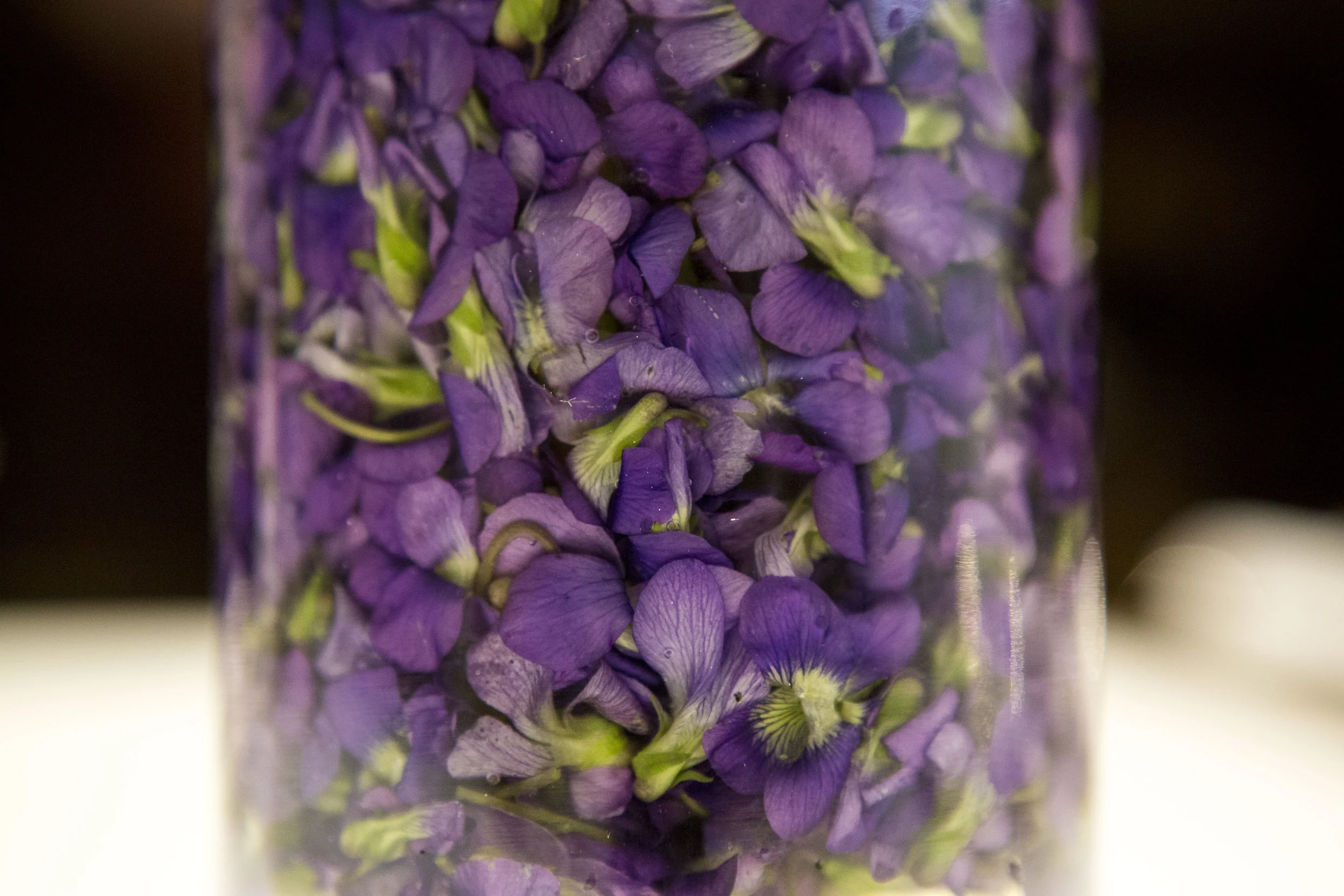  This is one of the first steps in making violet essence. 