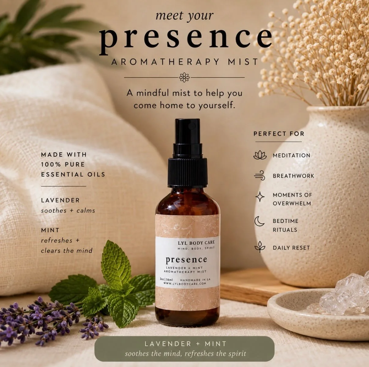 Mid-Day Reset ✨

A few sprays of Presence Aromatherapy Mist + 3 deep breaths = a tiny reset in the middle of your day.

Keep Presence nearby for those moments when your mind is doing a little too much.

#MidDayReset #Aromatherapy #MindfulMoments #Slo