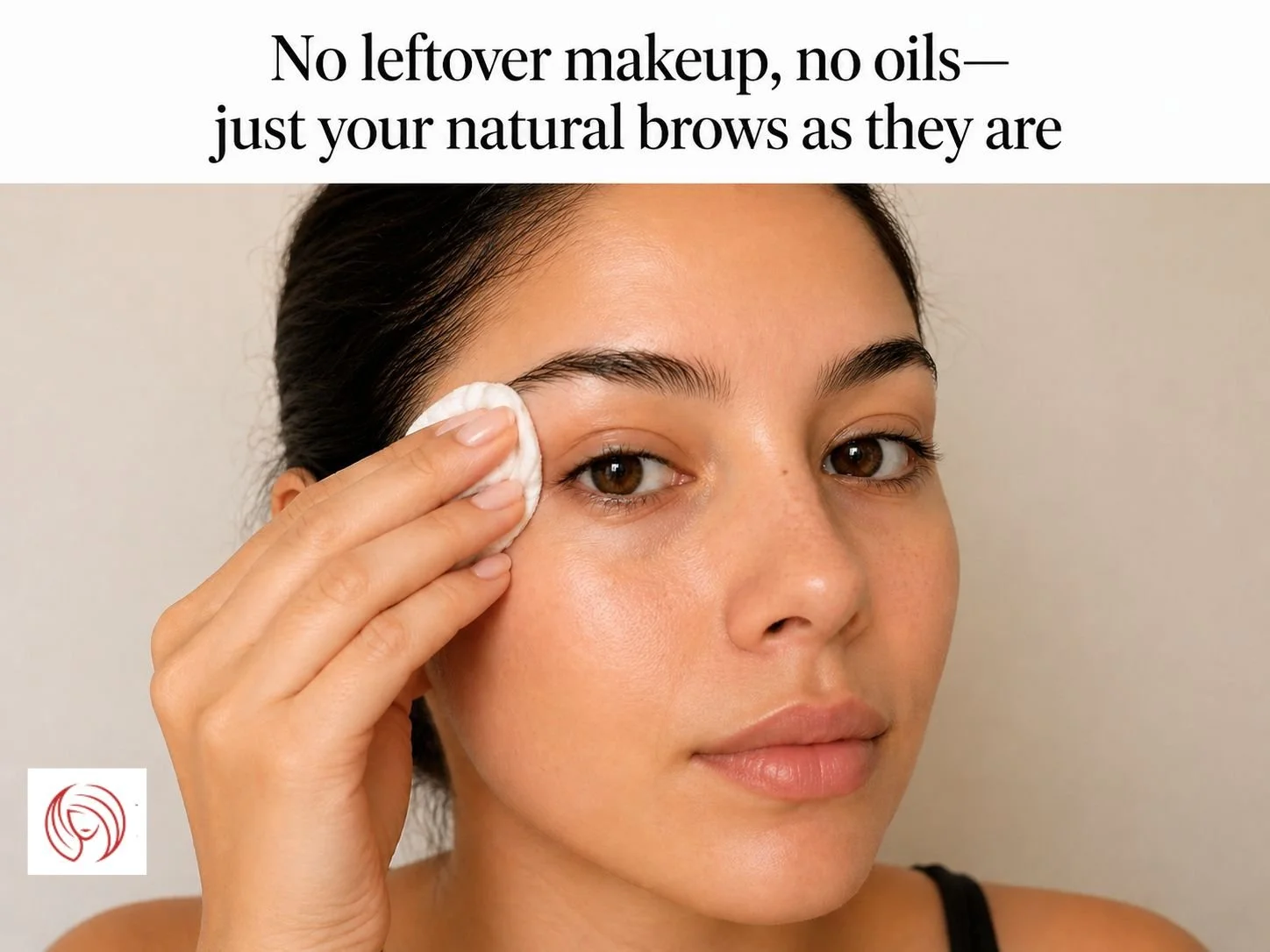 woman cleaning eyebrows with cotton bud
