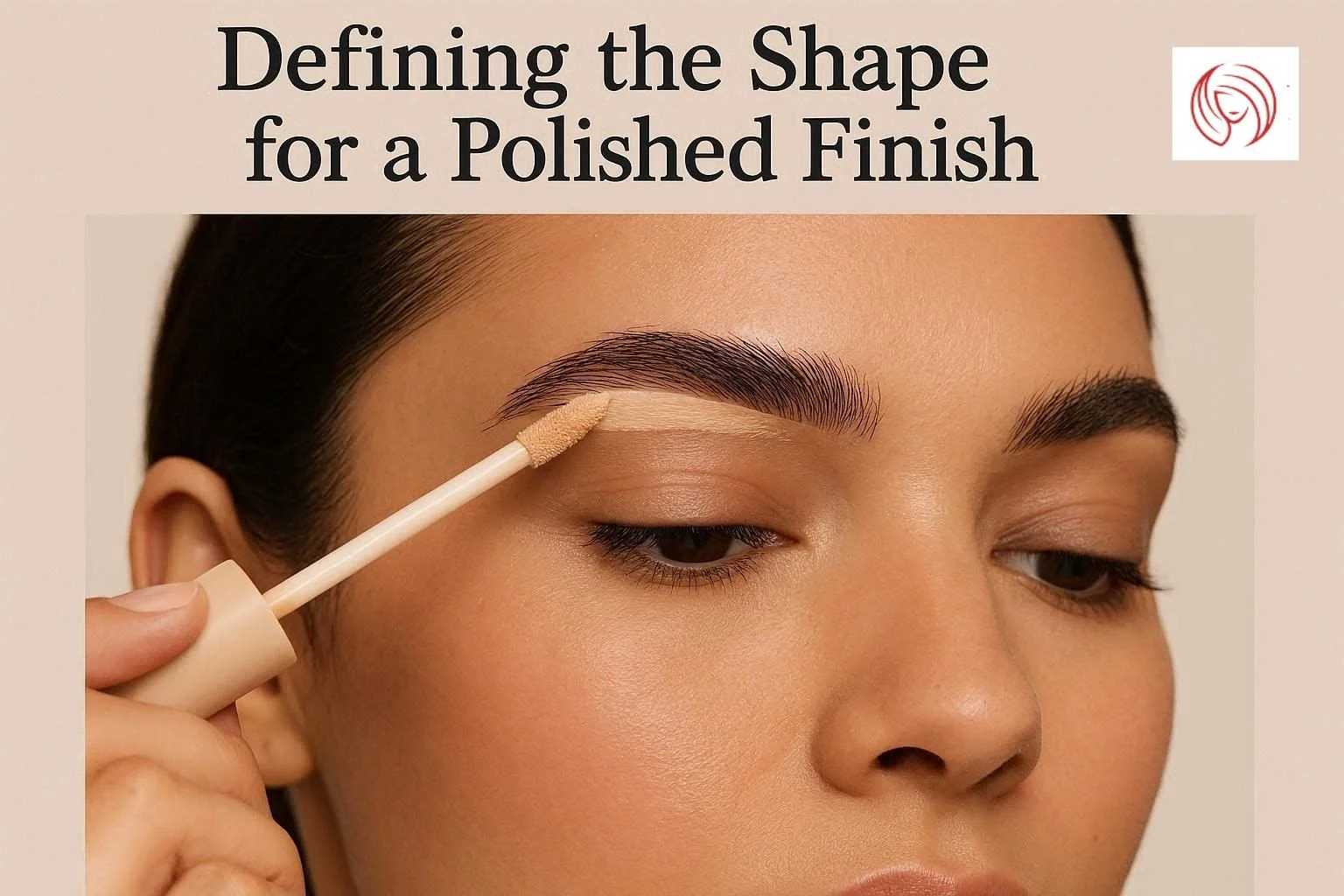 Woman applying a concealer under her eyebrows