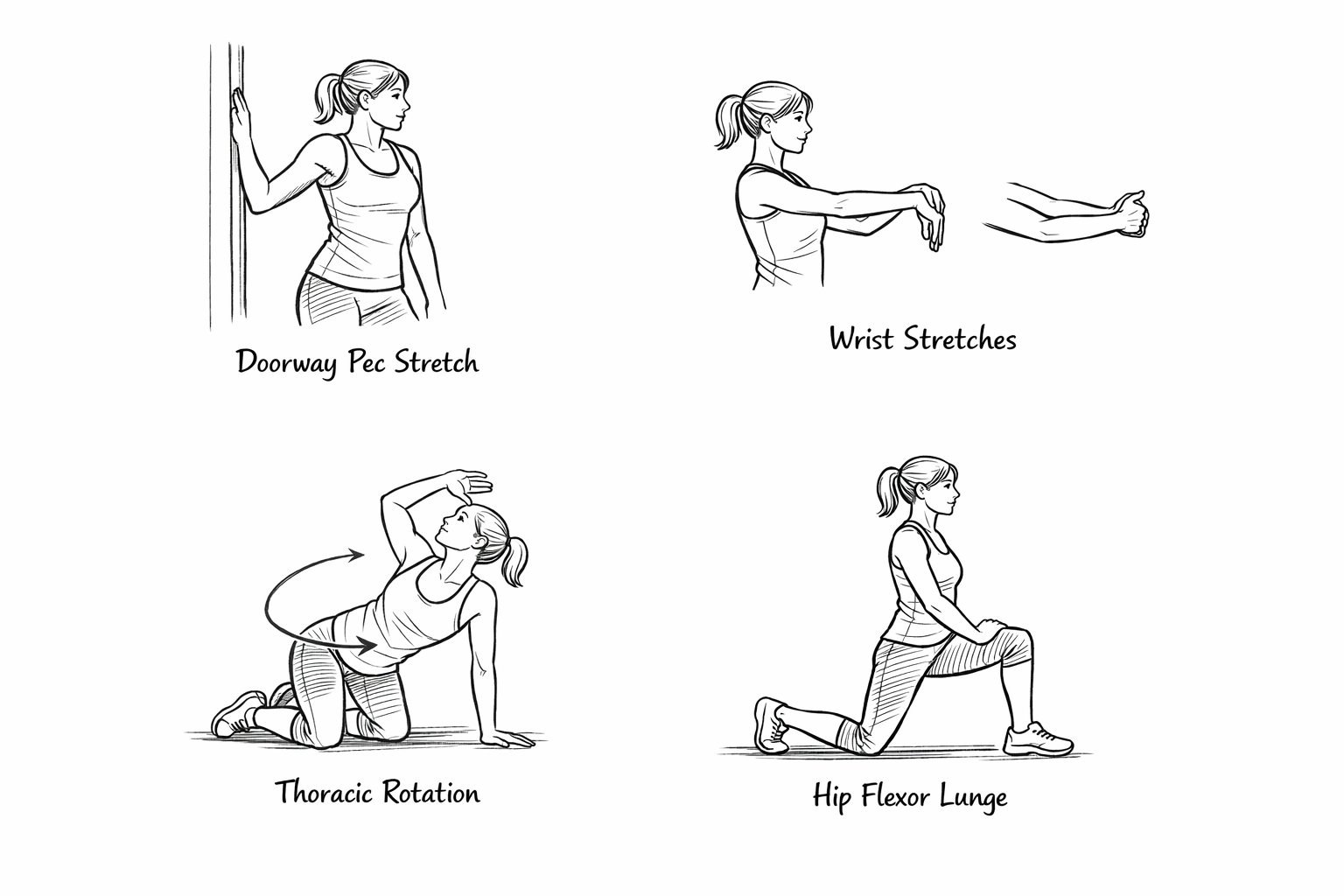 Sketch image of mobility exercise examples