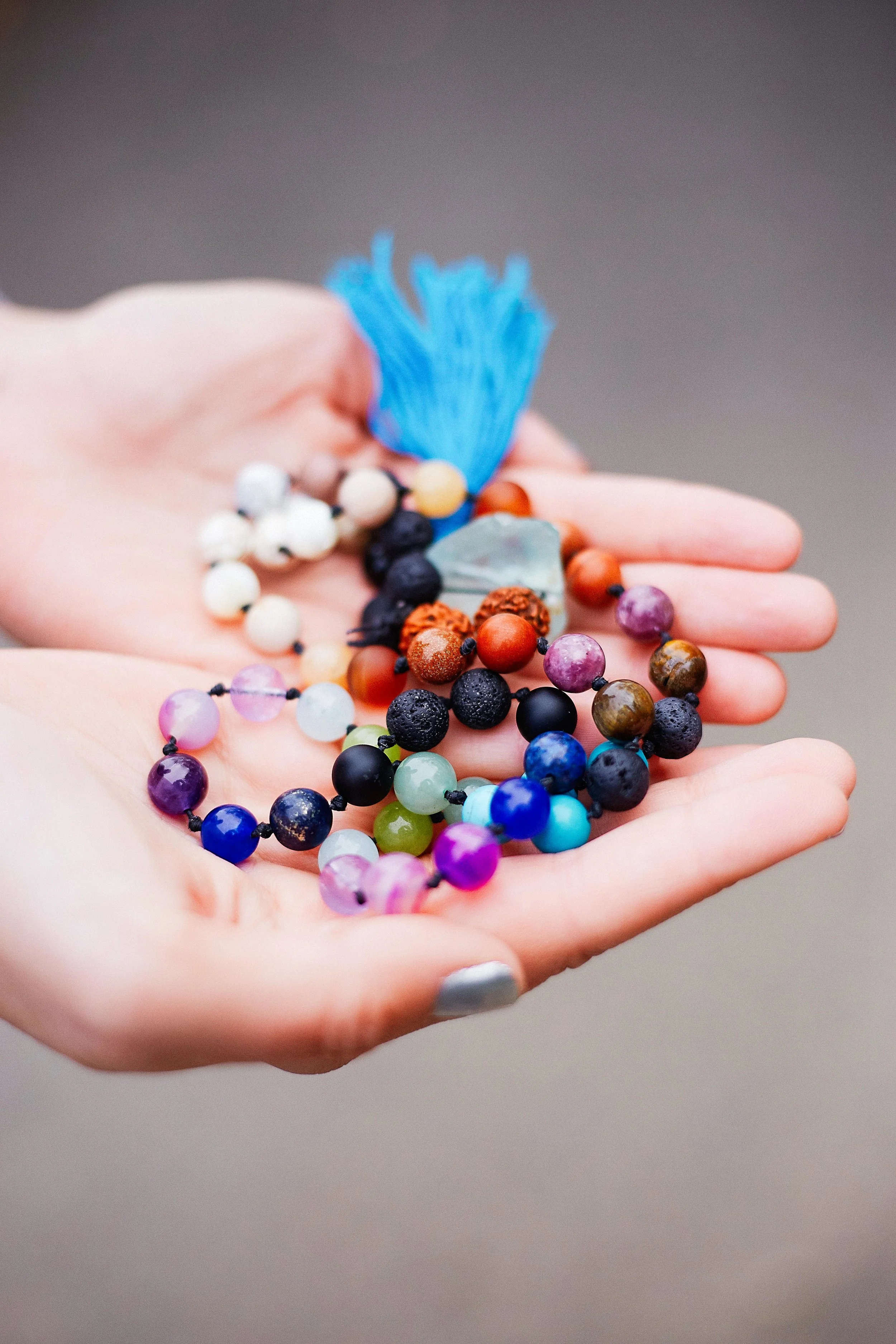 My mala beads given to me during Teacher Training and made by my teacher/friend/boss Sherri.