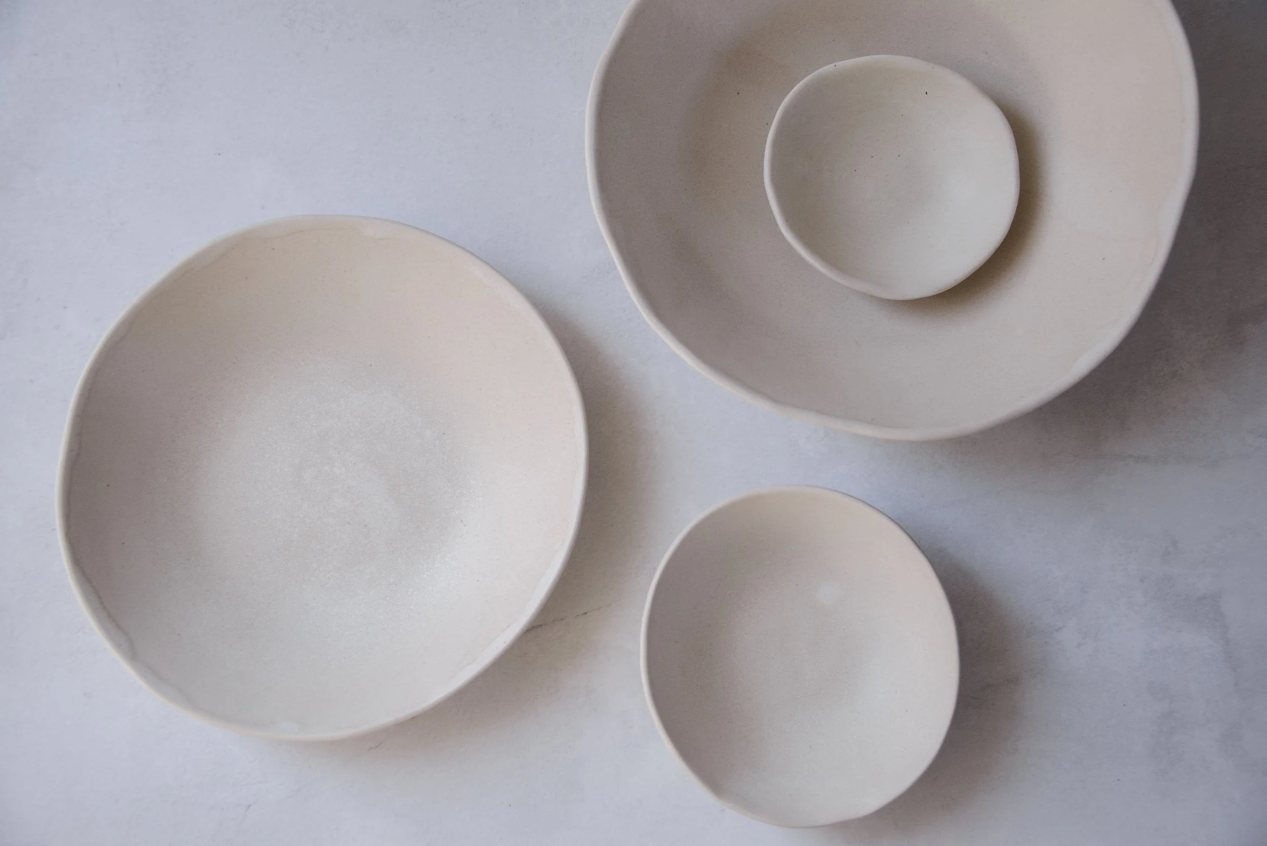 Porcelain SAHARA — Handmade Beige Matte Large Serving Bowl