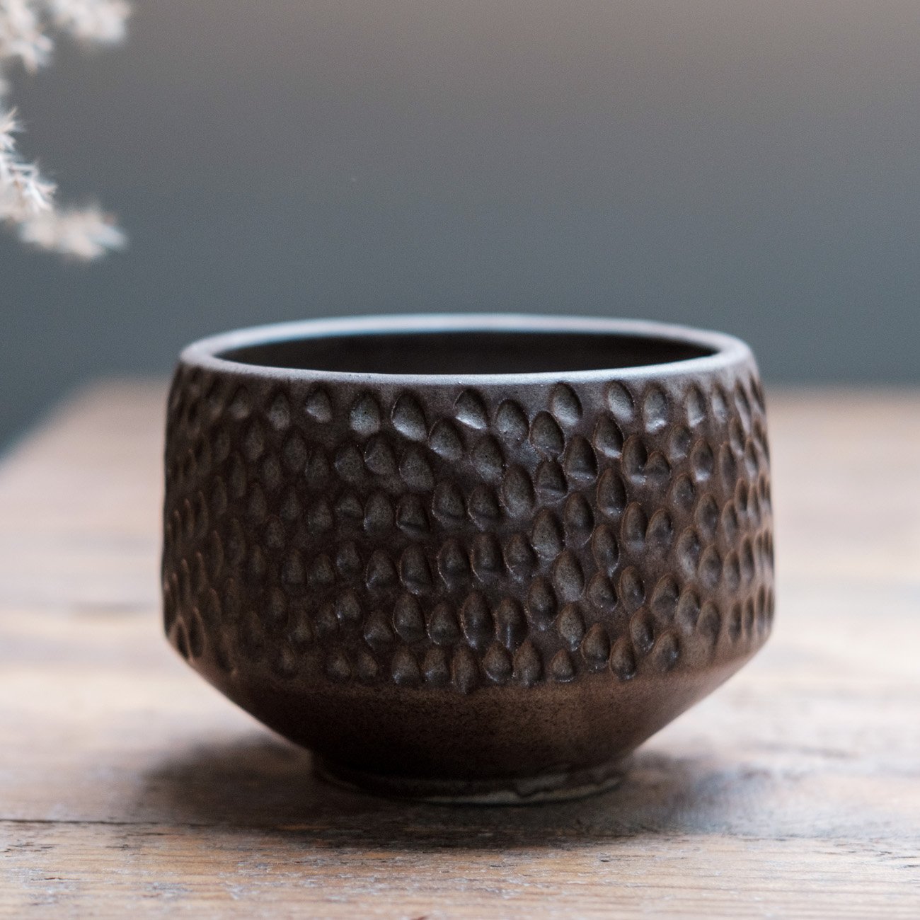AB BROWN SATIN (on grey stoneware)