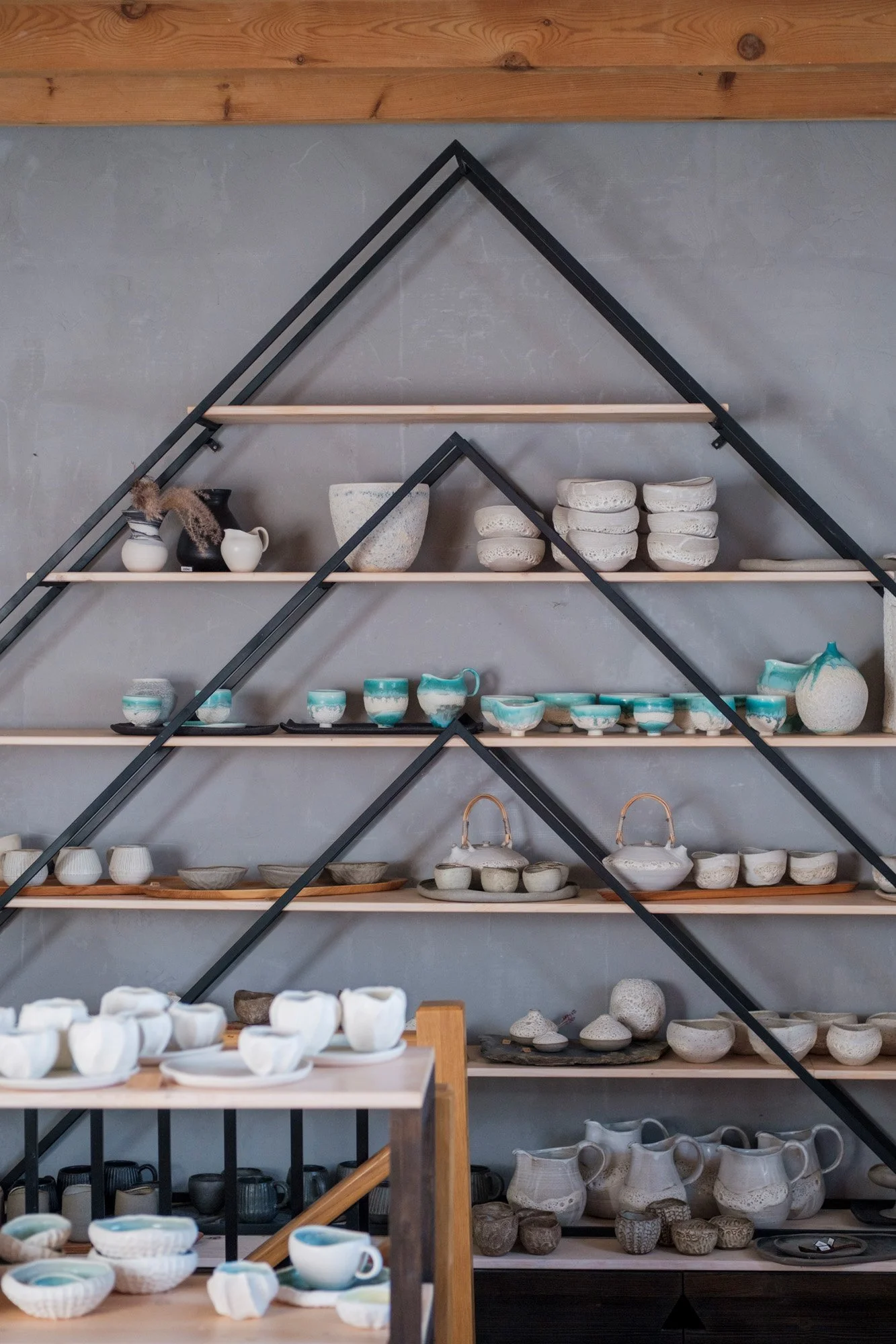 Showroom stocked with samples from various collections and collaborations 