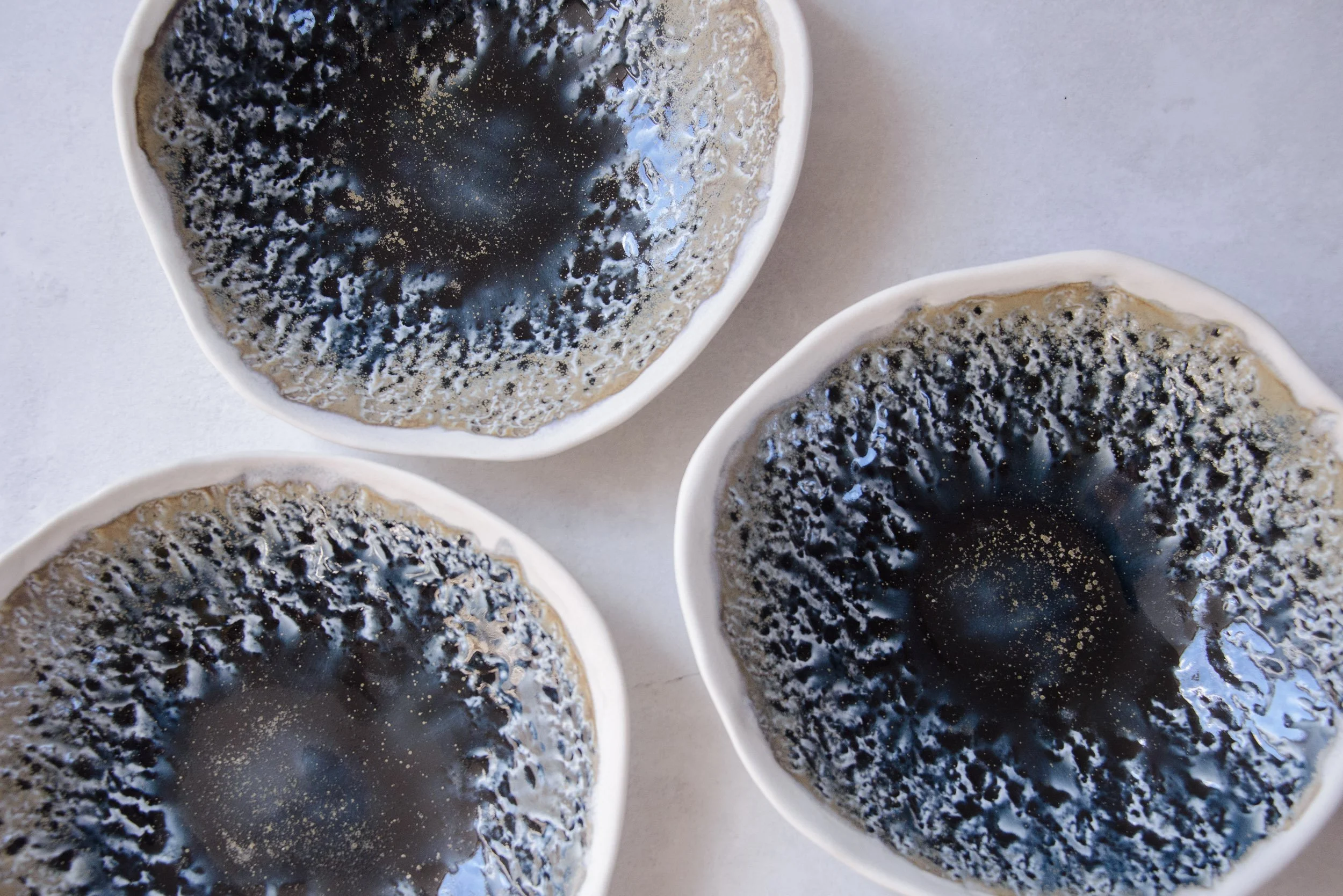 slab-rolled and textured bowls