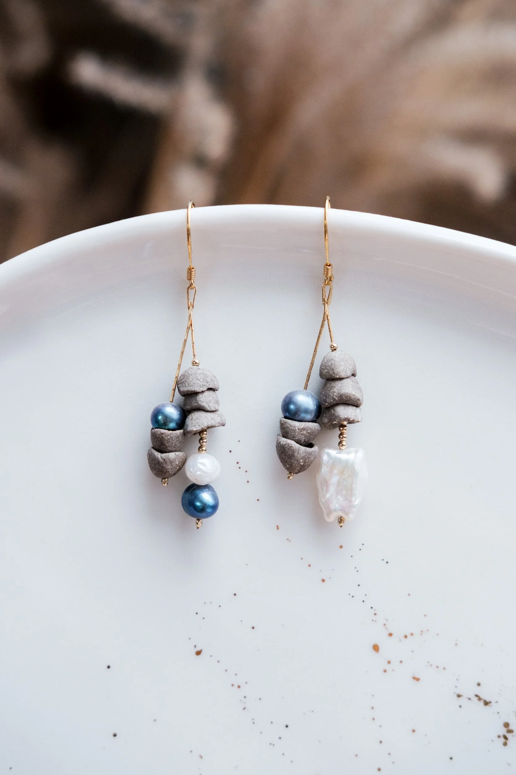 Gold + SW + Pearls  Dangle Earrings