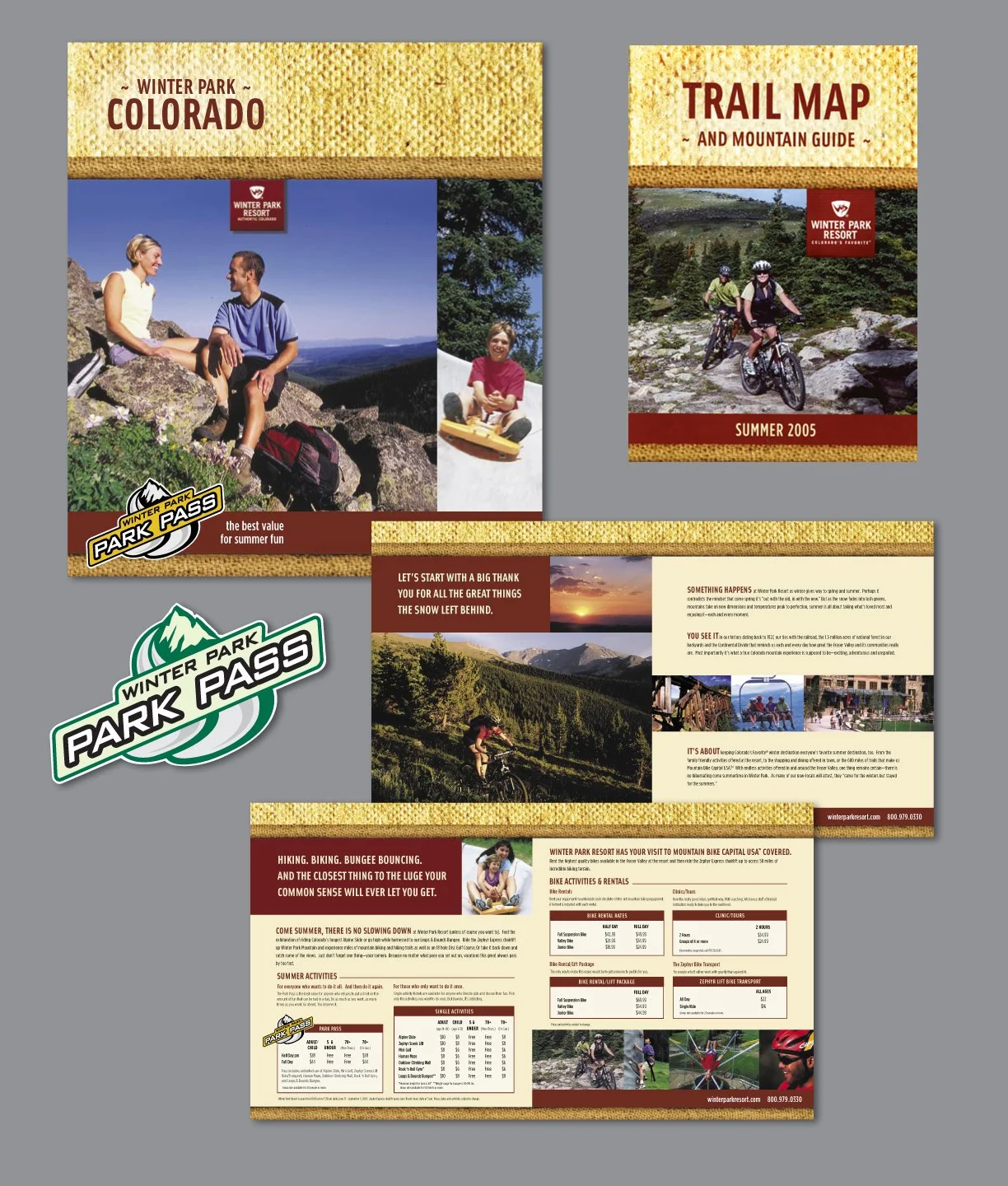  Winter Park summer collateral to promote summer activities and lodging. Design/Development of Park Pass logo. 