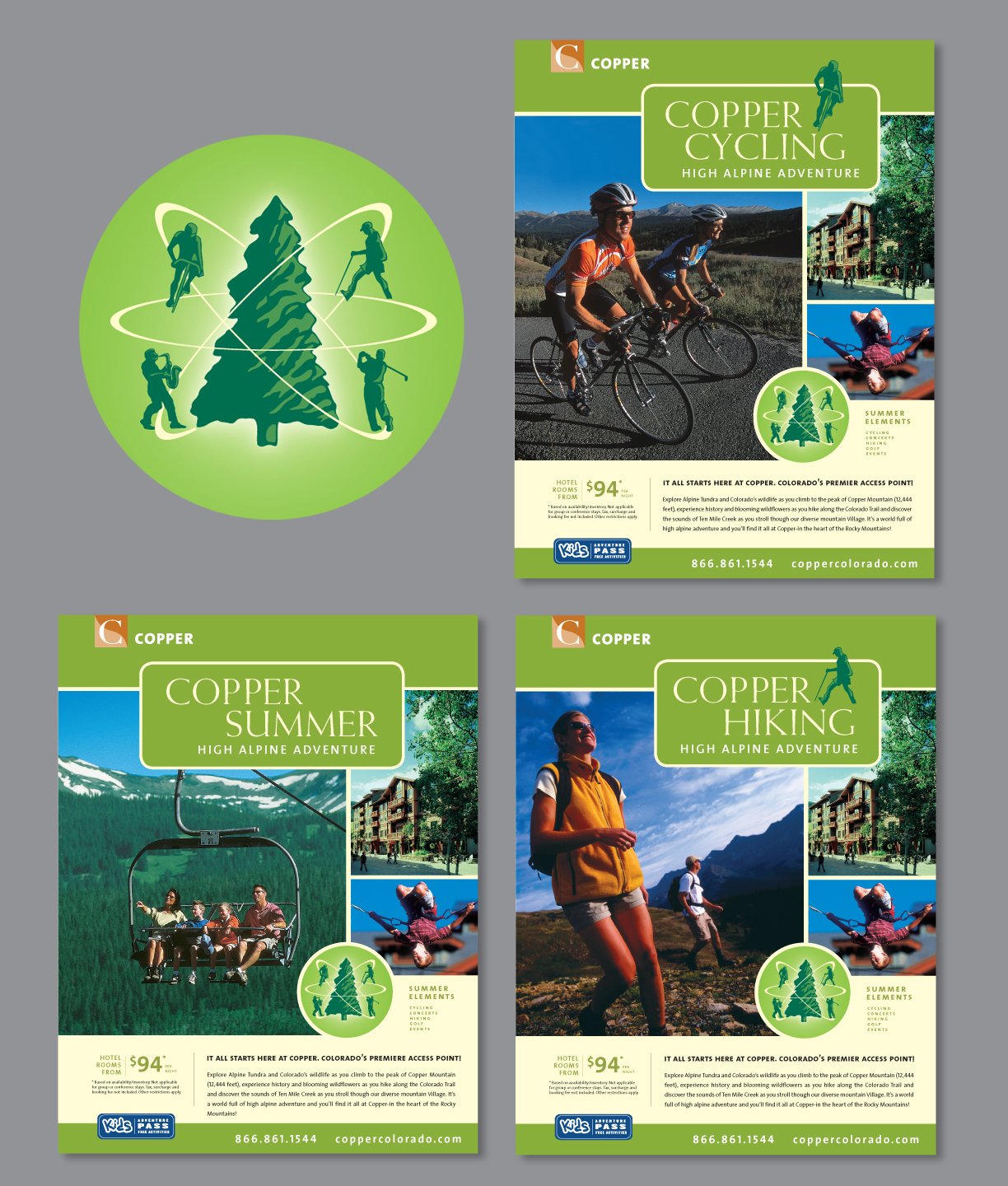  Copper Summer Ad Campaign. Featuring “Summer Elements” logo which consisted of cycling, hiking, concerts and golf. 