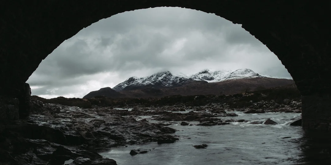 The Cuillins from underneath Sligachan Bridge