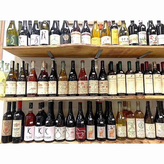 The wine selection at Pastaio Via Corta, in Gloucester, MA. Owner and entrepreneur, Danielle Glantz, curates an entirely Italian natural wine selection, pastaioviacorta.com.