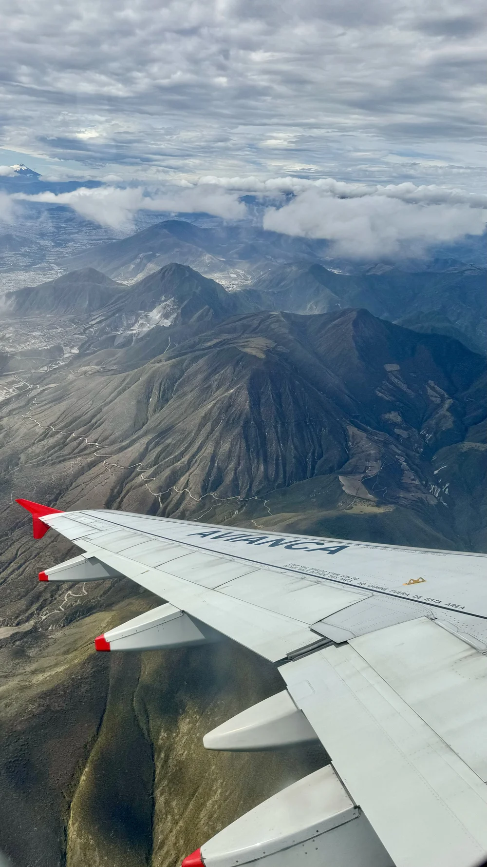 View of the Andes mountains from the plane between Quito and Cuenca