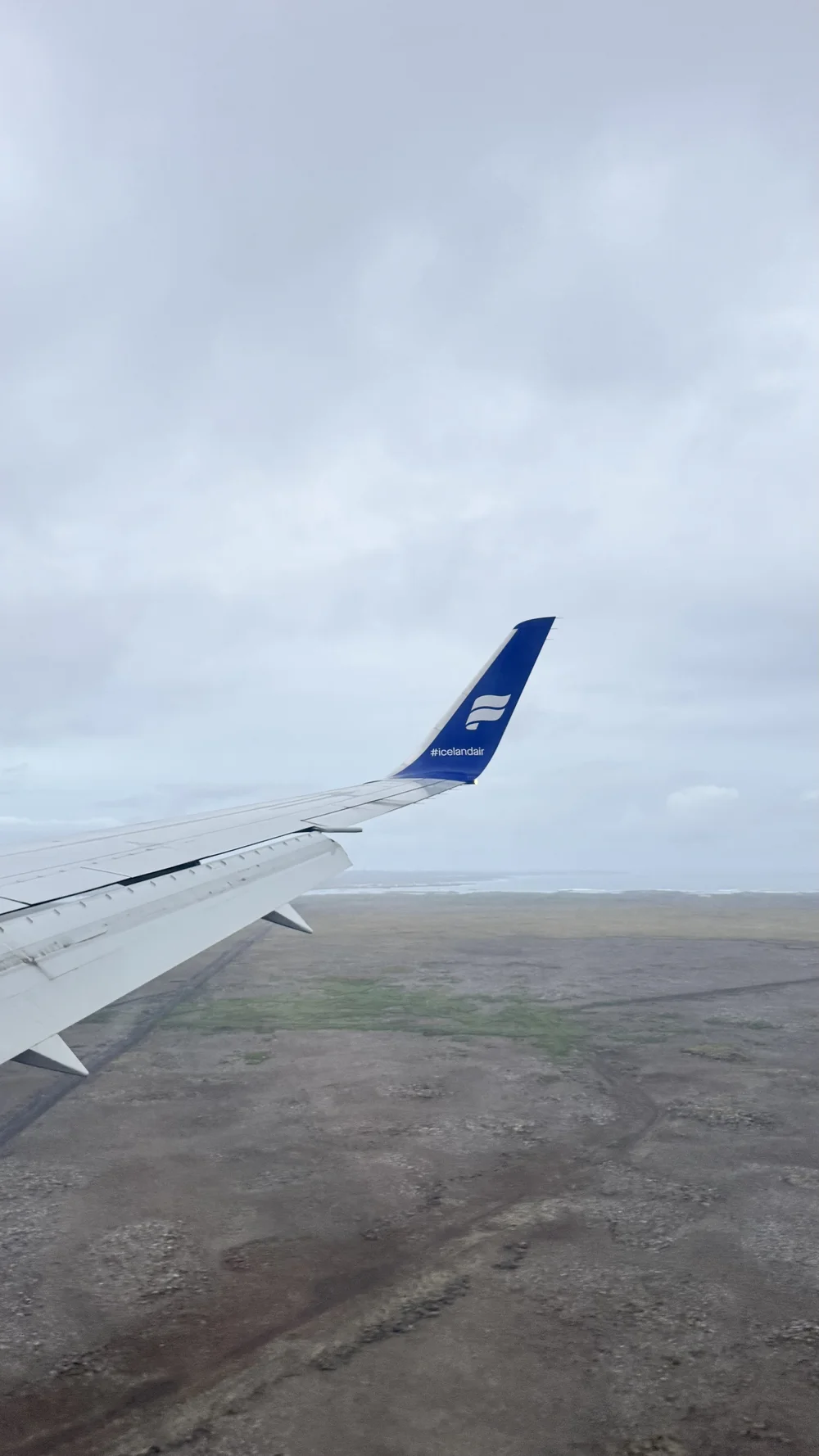Our Icelandair flight landing in Reykjavik