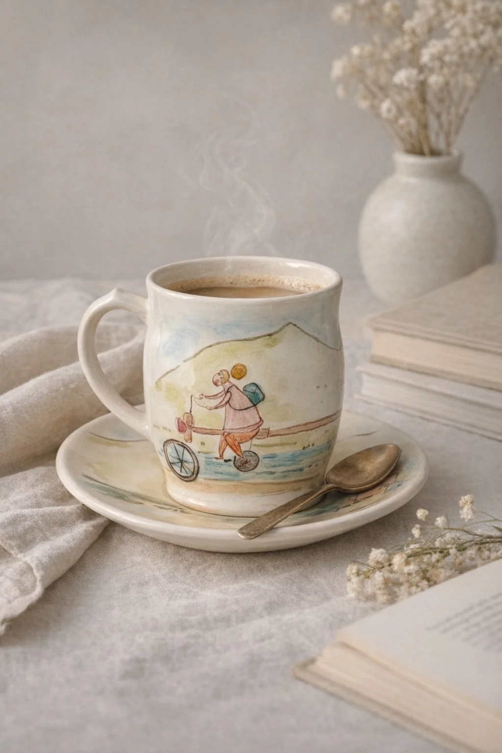 Casa Makuá ceramic mug and plate set.