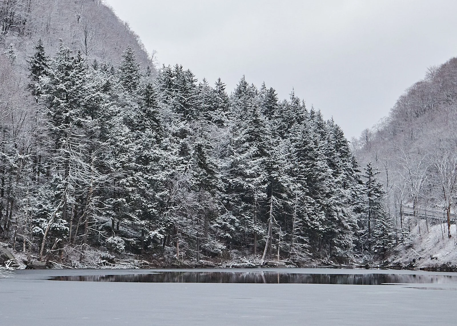 Snowy Notch Lake in Upstate NY in Winter