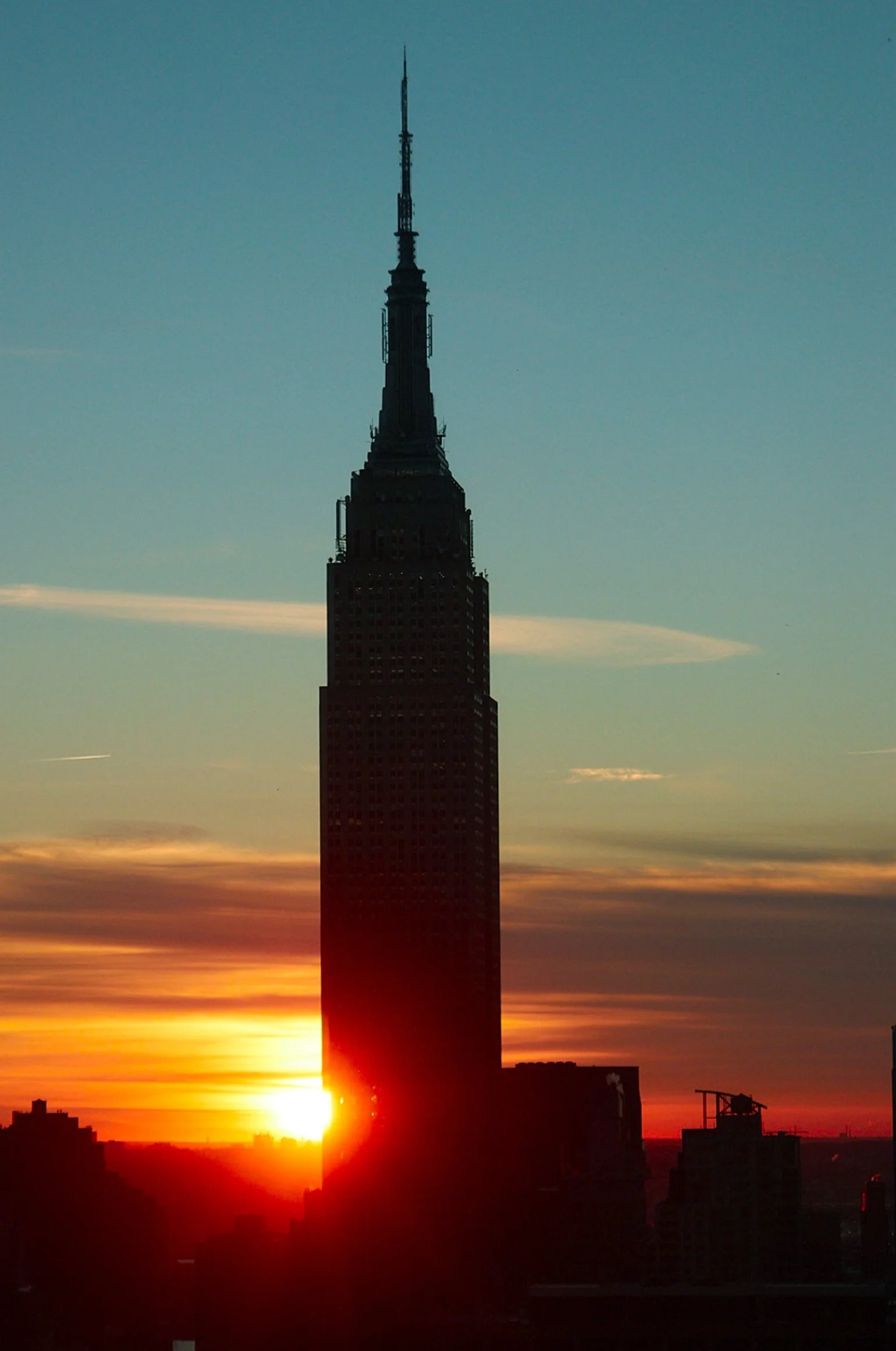 Sunrise Behind Empire State in Manhattan, NY