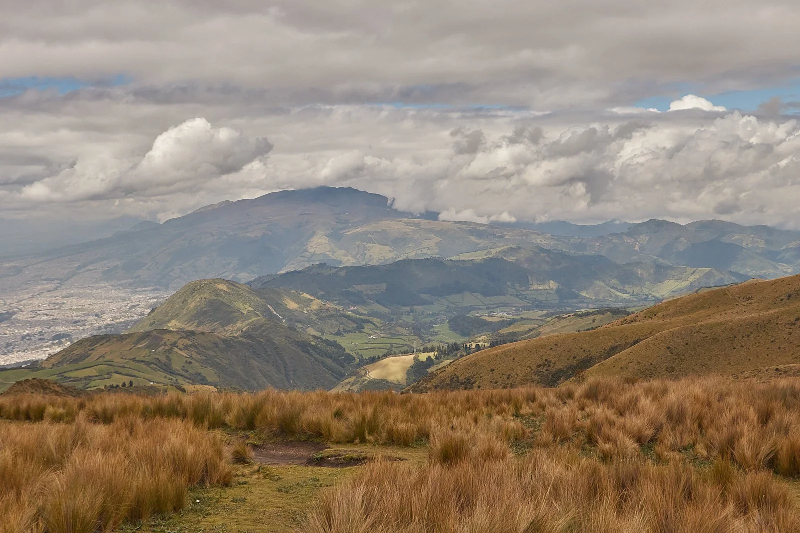 Aerial view of Quito, Ecuador nestled in the Andes mountains