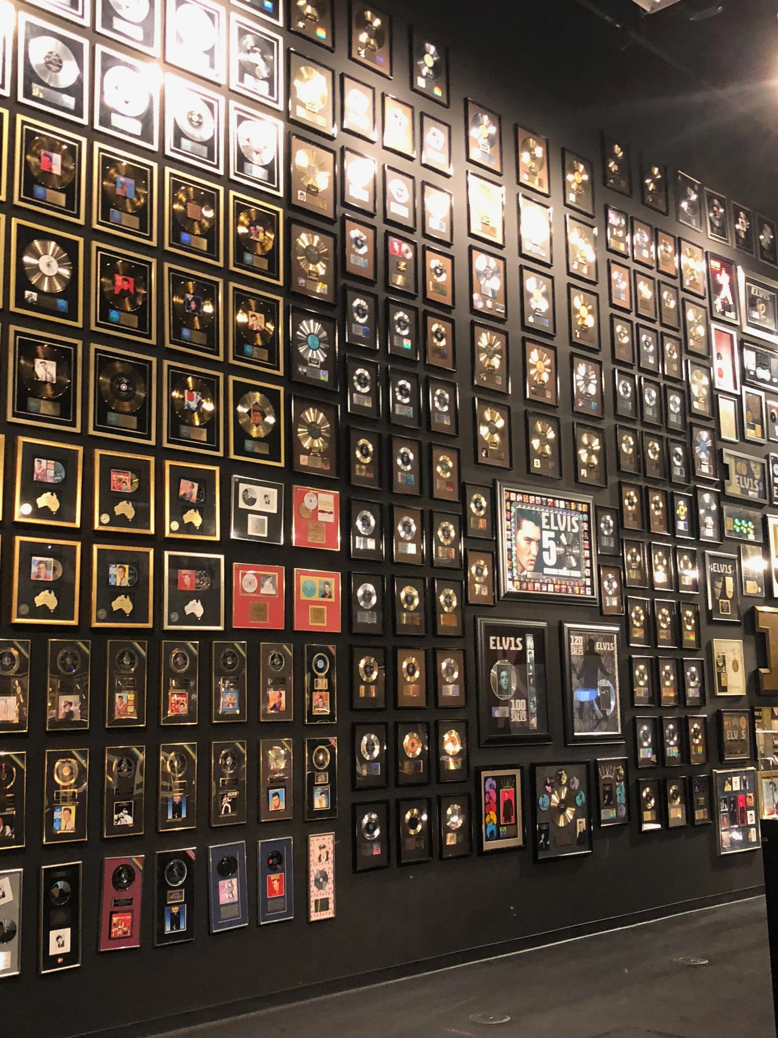 Floor to ceiling record wall at Graceland museum