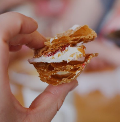 Great crunch layered with heavenly cream pastry from Mortensen's Danish Bakery in Solvang, CA