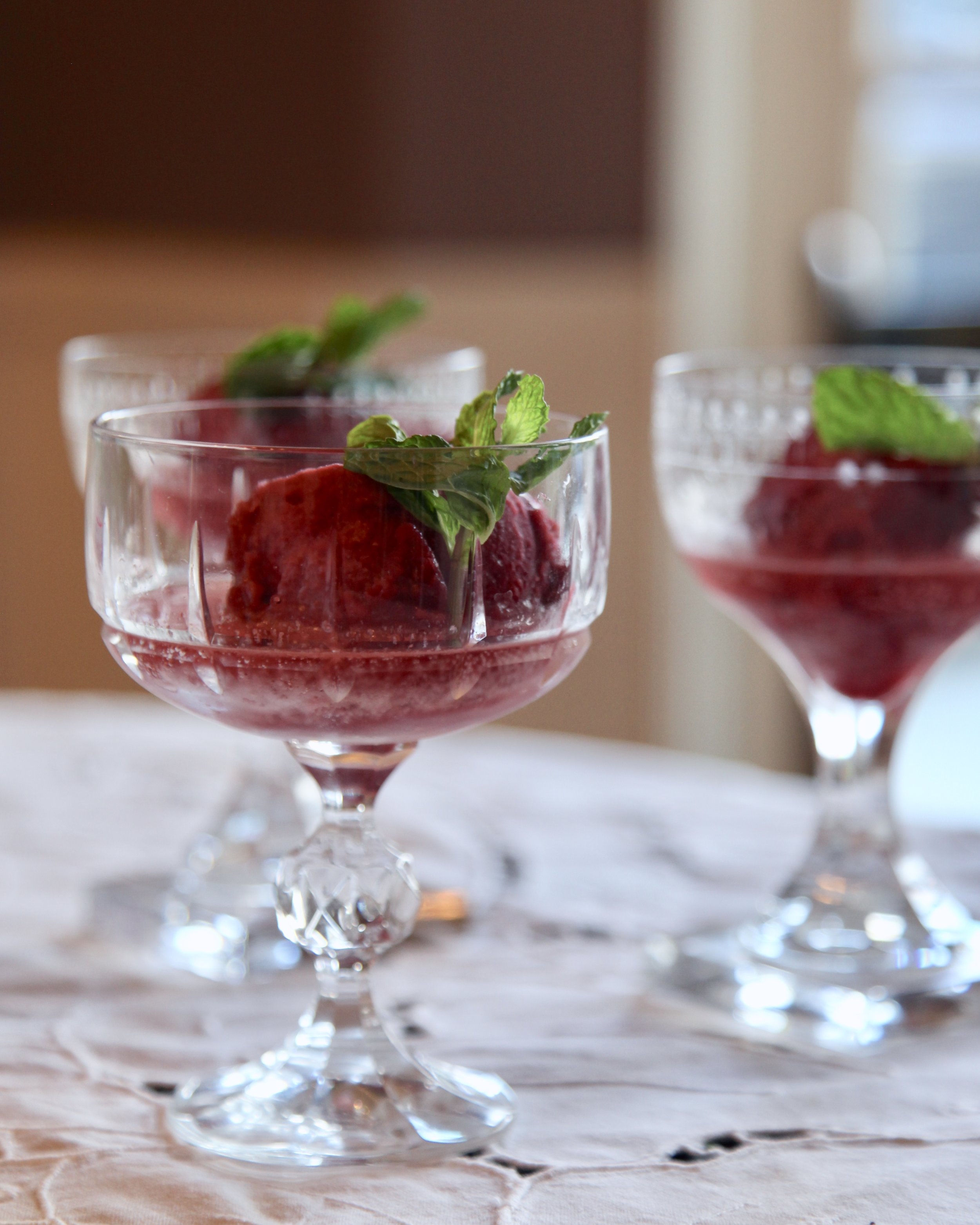 Raspberry Champagne Cocktail/Dessert