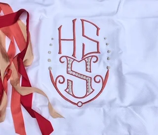 Working with my daughter’s “sunset” colors she is using as her palette, this monogram was born.