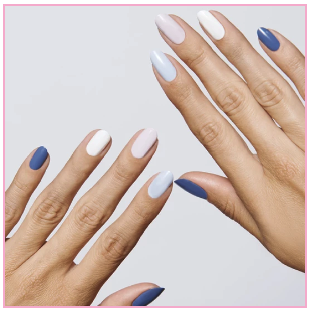 Olive and June sells Mani Kits with ombre in mind. Here is their Blue Jeans Kits.
