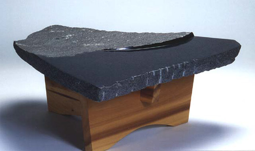   Landscape Table  - Granite &amp; poplar, 40" x 40" x 16" 