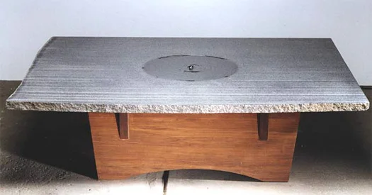 Fountain Table - Granite & redwood, 60" x 42" x 16"