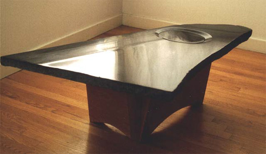   Water Table  - Granite &amp; mahogany, 34" x 14" 