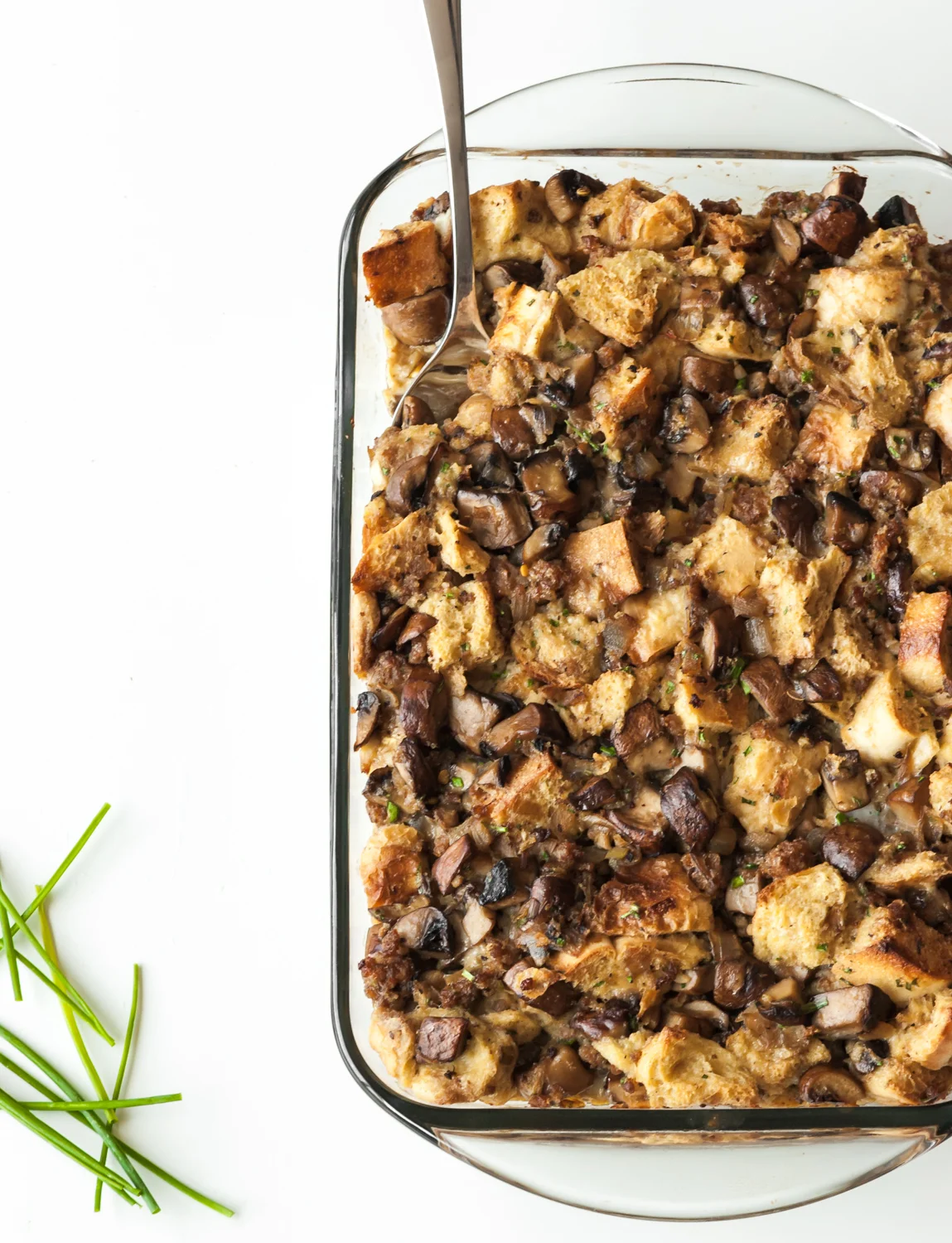 mushroom and sausage bread pudding