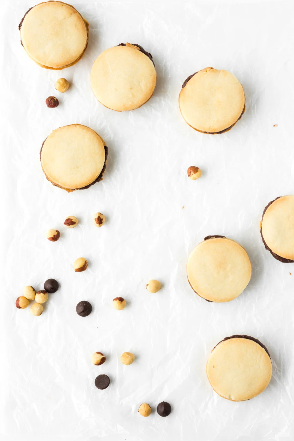 butter cookie sandwich with chocolate hazelnut ganache