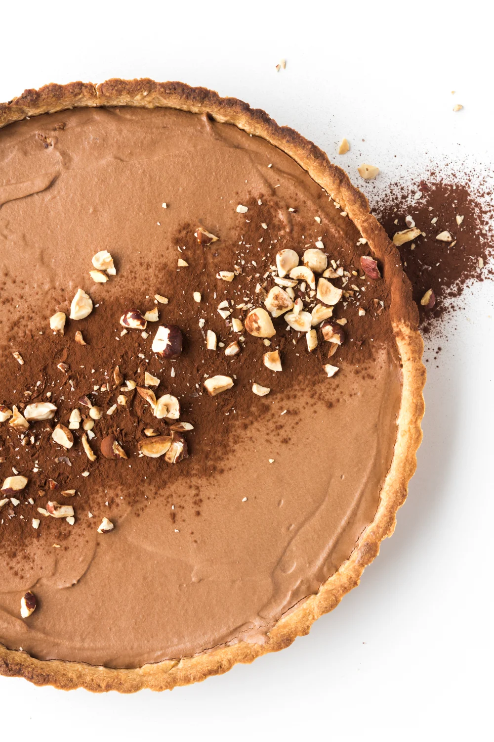 chocolate mousse tart with a hazelnut crust
